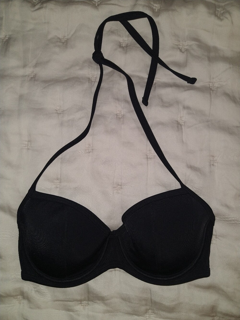 Black Halter Underwire Bikini Bra 34c